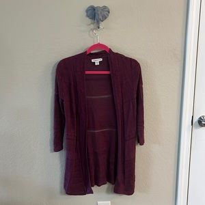 Coldwater Creek size XS 4-6 burgundy wine 3/4 sleeve cardigan